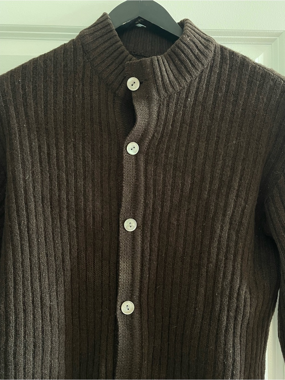 Men's Ribbed Button-Front Sweater Jacket - Brown - Picture 2 of 4